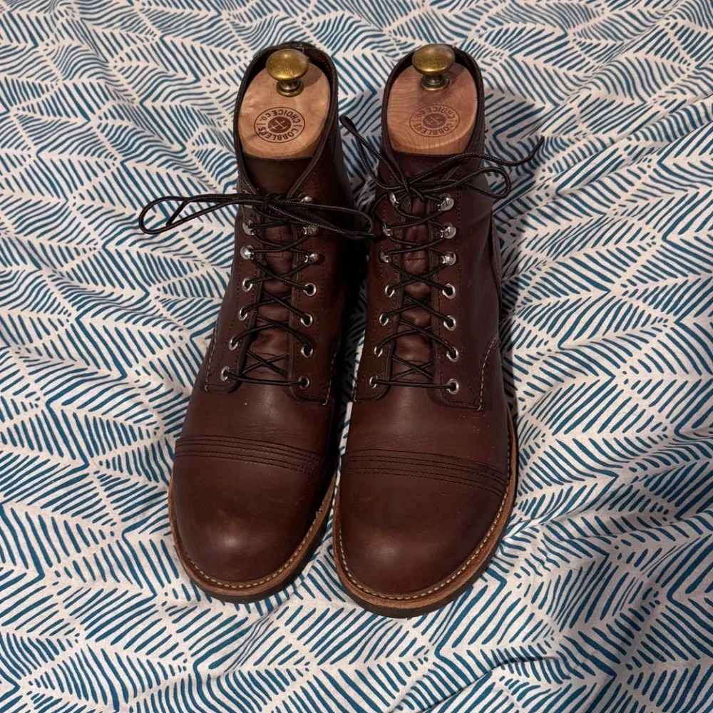 Men's Brown Leather Lace-Up Cap-Toe Boots
